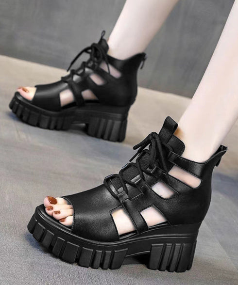 厚底グラディエーターサンダル レディース 歩きやすい厚底サンダル 美脚脚長 レースアップシューズ サマーブーツサンダル ハイカットサンダル編み上げ 痛くない 韓国 87OMS-001