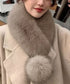 ポンポン付きフェイクファーマフラー暖かい ふわふわボリュームファーストール レディース 大人可愛いネックウォーマーきれいめ もこもこスヌード 防風防寒首巻き 上品 87SHANGJIA-001