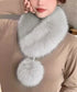 ポンポン付きフェイクファーマフラー暖かい ふわふわボリュームファーストール レディース 大人可愛いネックウォーマーきれいめ もこもこスヌード 防風防寒首巻き 上品 87SHANGJIA-001