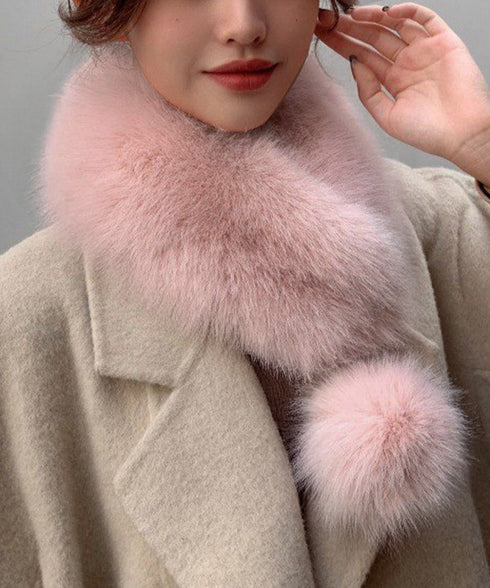 ポンポン付きフェイクファーマフラー暖かい ふわふわボリュームファーストール レディース 大人可愛いネックウォーマーきれいめ もこもこスヌード 防風防寒首巻き 上品 87SHANGJIA-001