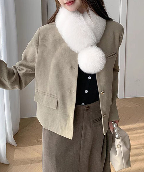 ポンポン付きフェイクファーマフラー暖かい ふわふわボリュームファーストール レディース 大人可愛いネックウォーマーきれいめ もこもこスヌード 防風防寒首巻き 上品 87SHANGJIA-001