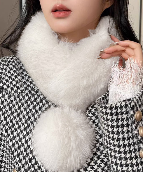 ポンポン付きフェイクファーマフラー暖かい ふわふわボリュームファーストール レディース 大人可愛いネックウォーマーきれいめ もこもこスヌード 防風防寒首巻き 上品 87SHANGJIA-001