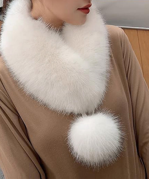 ポンポン付きフェイクファーマフラー暖かい ふわふわボリュームファーストール レディース 大人可愛いネックウォーマーきれいめ もこもこスヌード 防風防寒首巻き 上品 87SHANGJIA-001