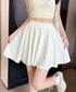 インナーパンツ付きミニスカートレディース 韓国風サーキュラースカート春夏 ウエストゴムフレアスカート 無地スカートシンプルおしゃれ 大人可愛いスカートチラ見え防止 87SHILI-001