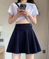 インナーパンツ付きミニスカートレディース 韓国風サーキュラースカート春夏 ウエストゴムフレアスカート 無地スカートシンプルおしゃれ 大人可愛いスカートチラ見え防止 87SHILI-001