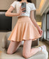 インナーパンツ付きミニスカートレディース 韓国風サーキュラースカート春夏 ウエストゴムフレアスカート 無地スカートシンプルおしゃれ 大人可愛いスカートチラ見え防止 87SHILI-001
