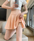 インナーパンツ付きミニスカートレディース 韓国風サーキュラースカート春夏 ウエストゴムフレアスカート 無地スカートシンプルおしゃれ 大人可愛いスカートチラ見え防止 87SHILI-001