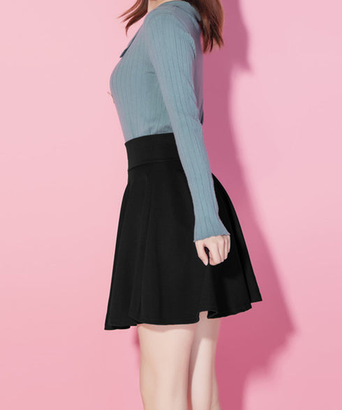 インナーパンツ付きミニスカートレディース 韓国風サーキュラースカート春夏 ウエストゴムフレアスカート 無地スカートシンプルおしゃれ 大人可愛いスカートチラ見え防止 87SHILI-001