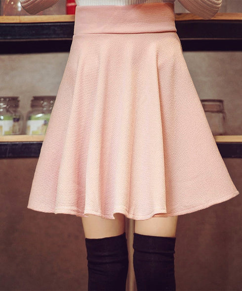 韓国風サーキュラースカート ウエストゴム フレアスカートレディース 美脚脚長ミニスカート膝上 カジュアルスカートきれいめ シンプルスカート無地 涼しいスカート春夏 87SHILI-002