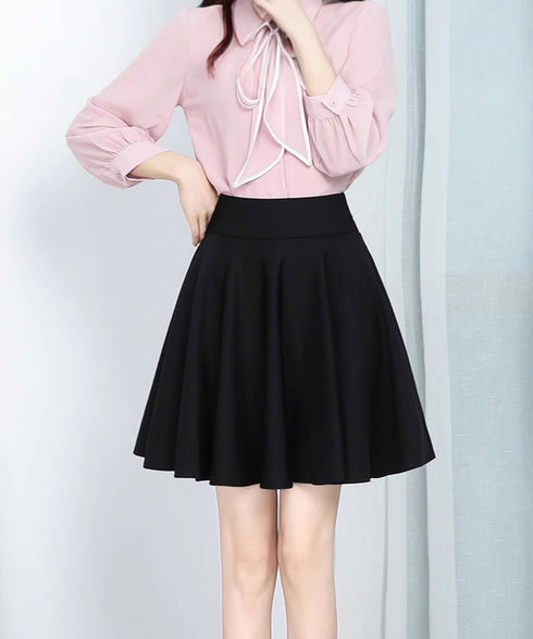 韓国風サーキュラースカート ウエストゴム フレアスカートレディース 美脚脚長ミニスカート膝上 カジュアルスカートきれいめ シンプルスカート無地 涼しいスカート春夏 87SHILI-002