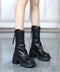 厚底ショートブーツ 太ヒール 韓国秋冬靴 おしゃれナウシカブーツ バックファスナー ミドルブーツ レディース 美脚脚長ブーティ 歩きやすい ラウンドトゥ 疲れない 87SHP-001