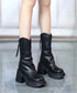 厚底ショートブーツ 太ヒール 韓国秋冬靴 おしゃれナウシカブーツ バックファスナー ミドルブーツ レディース 美脚脚長ブーティ 歩きやすい ラウンドトゥ 疲れない 87SHP-001