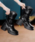 厚底ショートブーツ 太ヒール 韓国秋冬靴 おしゃれナウシカブーツ バックファスナー ミドルブーツ レディース 美脚脚長ブーティ 歩きやすい ラウンドトゥ 疲れない 87SHP-001