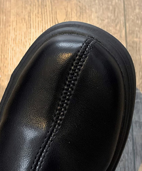 厚底ショートブーツ 太ヒール 韓国秋冬靴 おしゃれナウシカブーツ バックファスナー ミドルブーツ レディース 美脚脚長ブーティ 歩きやすい ラウンドトゥ 疲れない 87SHP-001