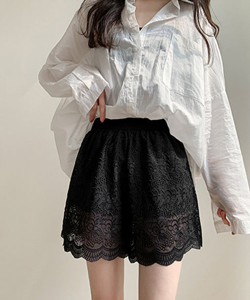 花柄レース ペチコートパンツ レディース スカラップペチパンツ夏服 透かしレースショートパンツきれいめ 大人可愛いインナーパンツ韓国風 チラ見え防止短パンおしゃれ 87SHUOLANG-001