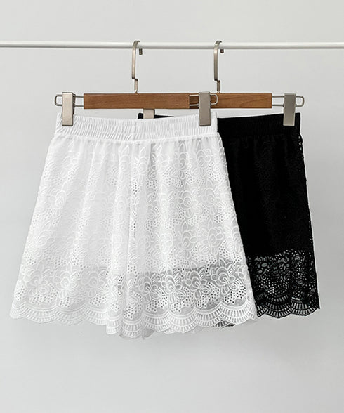 花柄レース ペチコートパンツ レディース スカラップペチパンツ夏服 透かしレースショートパンツきれいめ 大人可愛いインナーパンツ韓国風 チラ見え防止短パンおしゃれ 87SHUOLANG-001