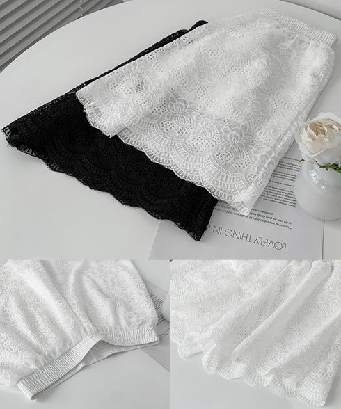 花柄レース ペチコートパンツ レディース スカラップペチパンツ夏服 透かしレースショートパンツきれいめ 大人可愛いインナーパンツ韓国風 チラ見え防止短パンおしゃれ 87SHUOLANG-001