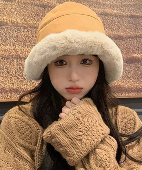 バケットハット レディース ファー帽子冬 もこもこ ボアハット 厚手 韓国 ボア帽子 防寒防風 コーデュロイ帽子 ふわふわ 裏起毛暖かい 小顔見せ ぬくぬく 保温 87SHW-001