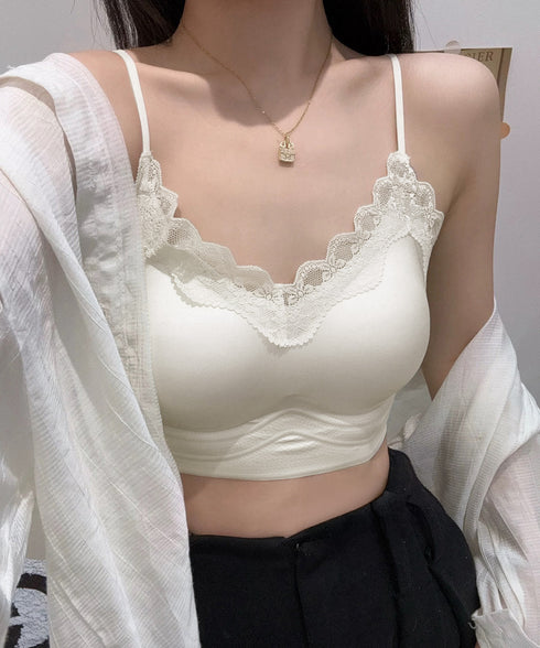 サテン調 チューブトップブラジャーレース シームレスブラジャー ノンワイヤー レースブラトップ 響きにくい 見せブラ 盛れる ナイトブラ 小胸盛りハーフトップブラ 87SHXSH-001