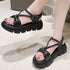 厚底サンダル トラックソールサンダル韓国 軽量 リボンサンダル レディース 歩きやすいストラップサンダル 美脚 疲れにくい靴 コンフォートサンダル 夏靴 痛くない 87TTMY-001