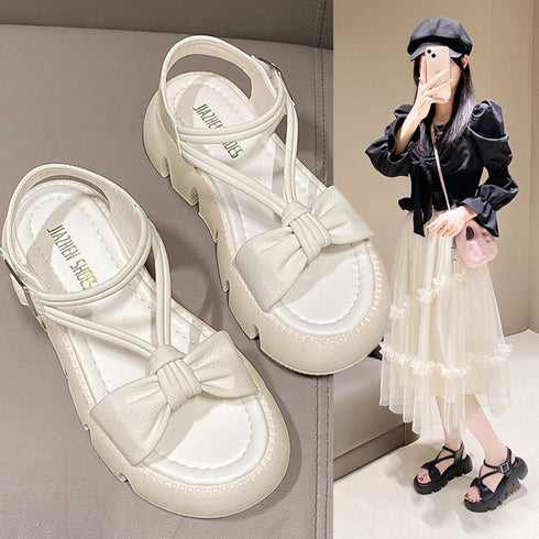 厚底サンダル トラックソールサンダル韓国 軽量 リボンサンダル レディース 歩きやすいストラップサンダル 美脚 疲れにくい靴 コンフォートサンダル 夏靴 痛くない 87TTMY-001