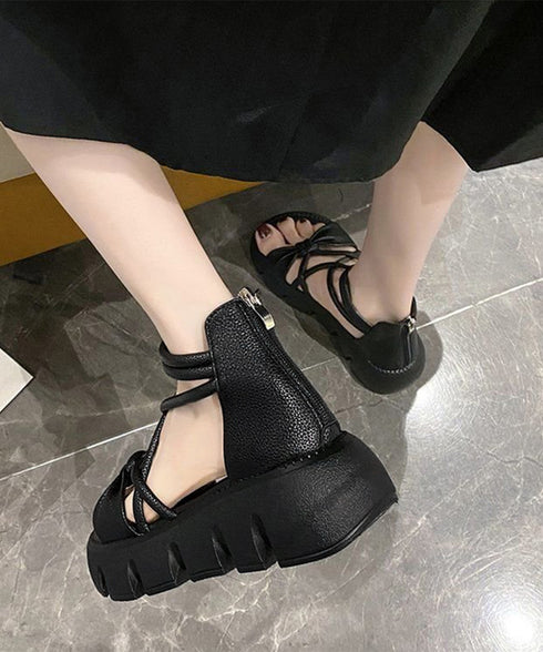 ストラップサンダル レディース軽量厚底靴 厚底サンダル きれいめカジュアル バックファスナー 歩きやすいサマーシューズ 美脚疲れない コンフォートサンダル 韓国夏 87TTMY-002