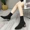 ストレッチブーツレディースショートブーツ 韓国 ポインテッドトゥ ソックスブーツ 歩きやすいニットブーツ きれいめブーティチャンキーヒールシューズ 痛くない秋冬靴 87TTMY-003