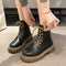 厚底ショートブーツ 韓国 編み上げブーツ トラックソールブーツ レディース 歩きやすいレースアップシューズ 痛くないアンクルブーツ サイドファスナー カジュアル靴 87TTMY-004