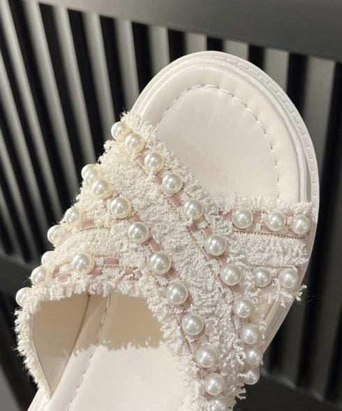 厚底サンダル パール付き クロスサンダル レディース 韓国 真珠付きサンダル お洒落 大人可愛いシューズ 歩きやすいフラットサンダル 軽量スリッパ ビーチサンダル 87TTMY-007