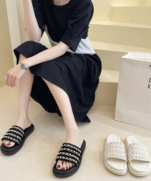 パールサンダル韓国 厚底サンダル疲れない 美脚 コンフォートサンダル おしゃれ きれいめサンダル レディース フラットシューズ 歩きやすい 軽量サンダル 春夏大人 87TTMY-008