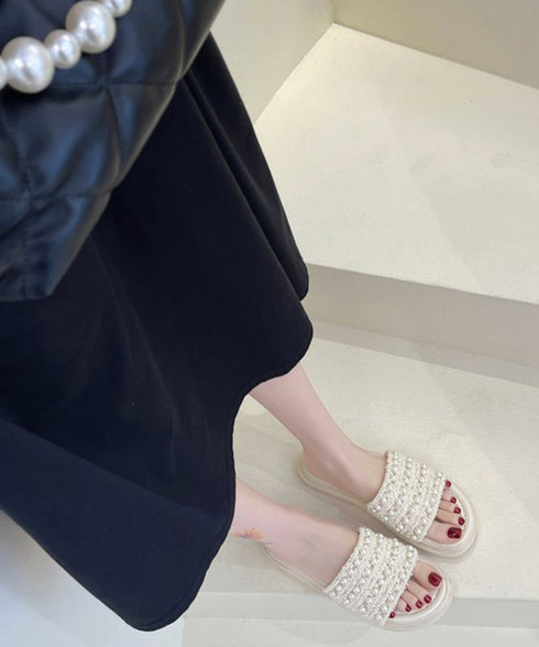 パールサンダル韓国 厚底サンダル疲れない 美脚 コンフォートサンダル おしゃれ きれいめサンダル レディース フラットシューズ 歩きやすい 軽量サンダル 春夏大人 87TTMY-008