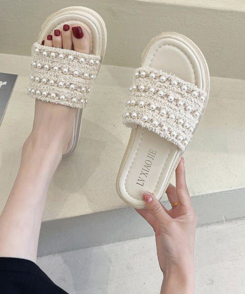 パールサンダル韓国 厚底サンダル疲れない 美脚 コンフォートサンダル おしゃれ きれいめサンダル レディース フラットシューズ 歩きやすい 軽量サンダル 春夏大人 87TTMY-008