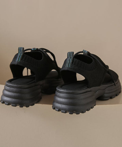 厚底スポーツサンダル レディース 韓国風 ボリュームソールコンフォートサンダル美脚脚長 歩きやすい カジュアル ニットサンダル 履きやすい靴春夏 軽量くつ 通気性 87TTMY-009