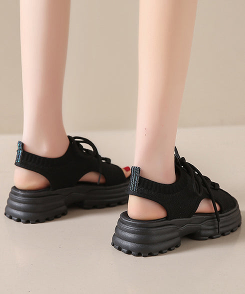 厚底スポーツサンダル レディース 韓国風 ボリュームソールコンフォートサンダル美脚脚長 歩きやすい カジュアル ニットサンダル 履きやすい靴春夏 軽量くつ 通気性 87TTMY-009