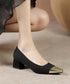 つま先切り替えパンプス配色ニットパンプス フォーマルパンプス チャンキーヒール オフィスカジュアル 太ヒールパンプス 履きやすい 通勤靴 結婚式上品高見えパンプス 87TTMY-010