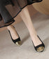 つま先切り替えパンプス配色ニットパンプス フォーマルパンプス チャンキーヒール オフィスカジュアル 太ヒールパンプス 履きやすい 通勤靴 結婚式上品高見えパンプス 87TTMY-010