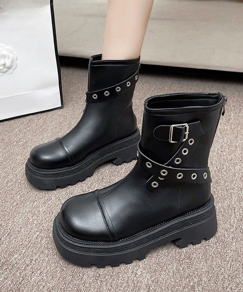 厚底ショートブーツレディースベルトブーツ おしゃれ エンジニアブーツ 秋冬 歩きやすい トラックソールブーツ 美脚脚長シューズ滑りにくい カジュアル靴 疲れにくい 87TTMY-011