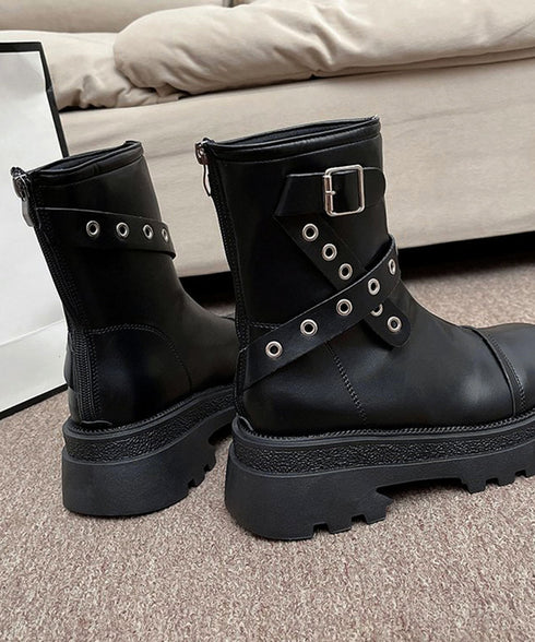 厚底ショートブーツレディースベルトブーツ おしゃれ エンジニアブーツ 秋冬 歩きやすい トラックソールブーツ 美脚脚長シューズ滑りにくい カジュアル靴 疲れにくい 87TTMY-011