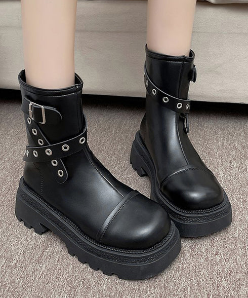厚底ショートブーツレディースベルトブーツ おしゃれ エンジニアブーツ 秋冬 歩きやすい トラックソールブーツ 美脚脚長シューズ滑りにくい カジュアル靴 疲れにくい 87TTMY-011