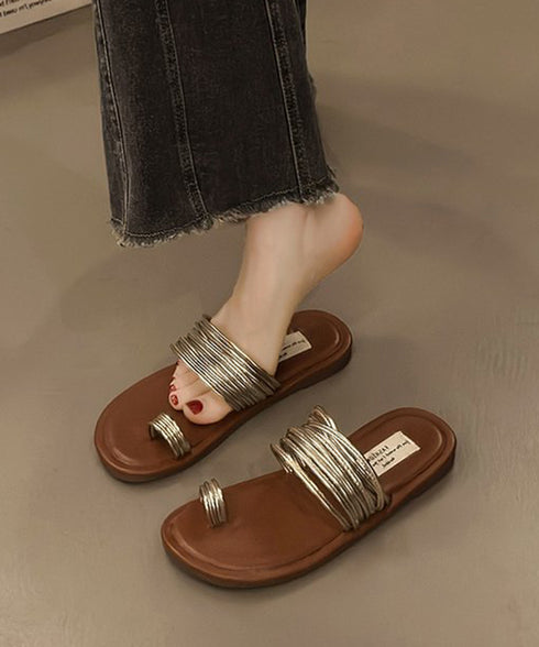 トングサンダル コードストラップサンダル レディース 韓国風フラットサンダル きれいめ夏靴 きらきら可愛い 歩きやすいぺたんこ スリッパサンダルメタリック 美脚靴 87TTMY-013