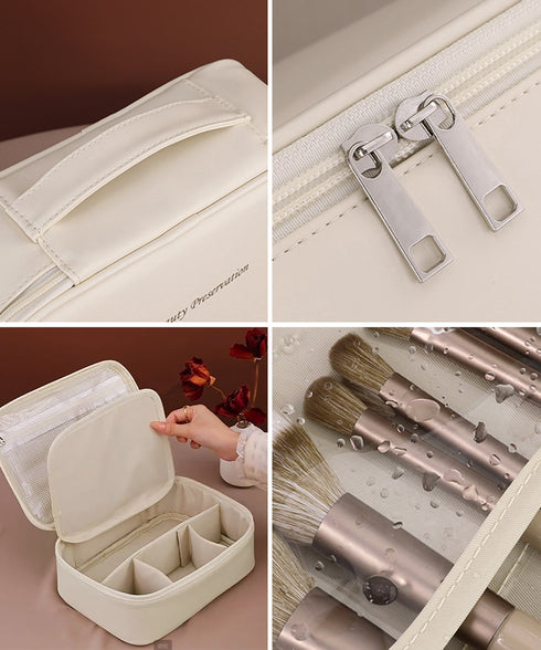 メイクポーチ 大容量 仕切りコスメポーチ 化粧ポーチ コンパクト収納ポーチ PUレザー 小物収納ケース 使いやすい 旅行便利グッズ おしゃれ 化粧品収納 持ち運び 87WENJIE-001