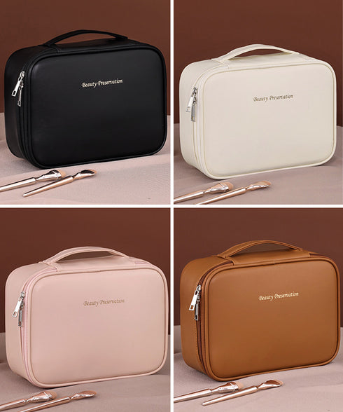 メイクポーチ 大容量 仕切りコスメポーチ 化粧ポーチ コンパクト収納ポーチ PUレザー 小物収納ケース 使いやすい 旅行便利グッズ おしゃれ 化粧品収納 持ち運び 87WENJIE-001