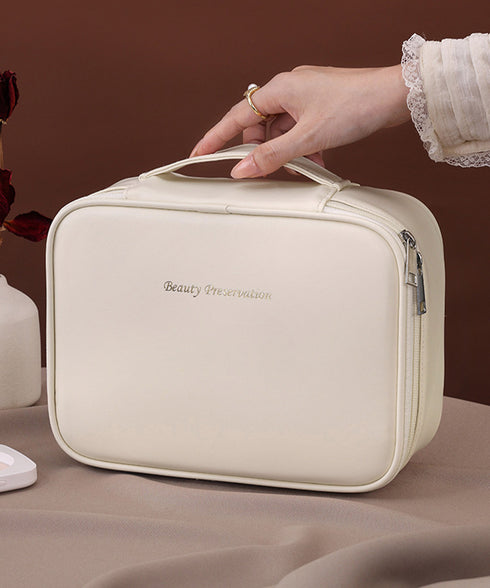 メイクポーチ 大容量 仕切りコスメポーチ 化粧ポーチ コンパクト収納ポーチ PUレザー 小物収納ケース 使いやすい 旅行便利グッズ おしゃれ 化粧品収納 持ち運び 87WENJIE-001