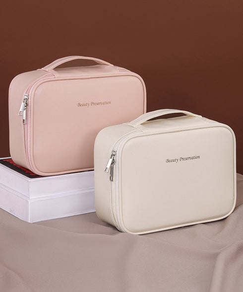 メイクポーチ 大容量 仕切りコスメポーチ 化粧ポーチ コンパクト収納ポーチ PUレザー 小物収納ケース 使いやすい 旅行便利グッズ おしゃれ 化粧品収納 持ち運び 87WENJIE-001