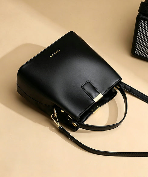 2WAYバケツ型ミニショルダーバッグ上品 フェイクレザー ワンハンドル スクエアミニトートバッグ 軽量配色斜め掛けバッグ 通勤通学 きれいめ大人カジュアル鞄韓国風 87XCXB-001