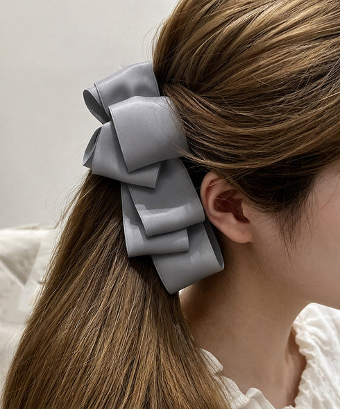バナナクリップ ビッグリボンヘアクリップ 上品サテンリボンヘアアクセサリー 大人可愛い華やか髪留めバレエコア きれいめまとめ髪大人フェミニンしっかり留まるクリップ 87XIANING-001