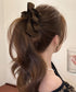 バナナクリップ ビッグリボンヘアクリップ 上品サテンリボンヘアアクセサリー 大人可愛い華やか髪留めバレエコア きれいめまとめ髪大人フェミニンしっかり留まるクリップ 87XIANING-001