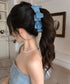 バナナクリップ ビッグリボンヘアクリップ 上品サテンリボンヘアアクセサリー 大人可愛い華やか髪留めバレエコア きれいめまとめ髪大人フェミニンしっかり留まるクリップ 87XIANING-001