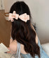 バナナクリップ ビッグリボンヘアクリップ 上品サテンリボンヘアアクセサリー 大人可愛い華やか髪留めバレエコア きれいめまとめ髪大人フェミニンしっかり留まるクリップ 87XIANING-001