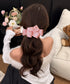 バナナクリップ ビッグリボンヘアクリップ 上品サテンリボンヘアアクセサリー 大人可愛い華やか髪留めバレエコア きれいめまとめ髪大人フェミニンしっかり留まるクリップ 87XIANING-001